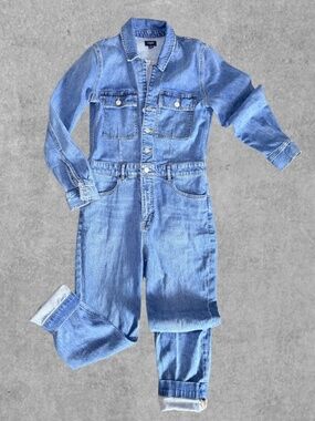 J Crew Denim Utility Jumpsuit | Button Front | Structured Fit | Size S